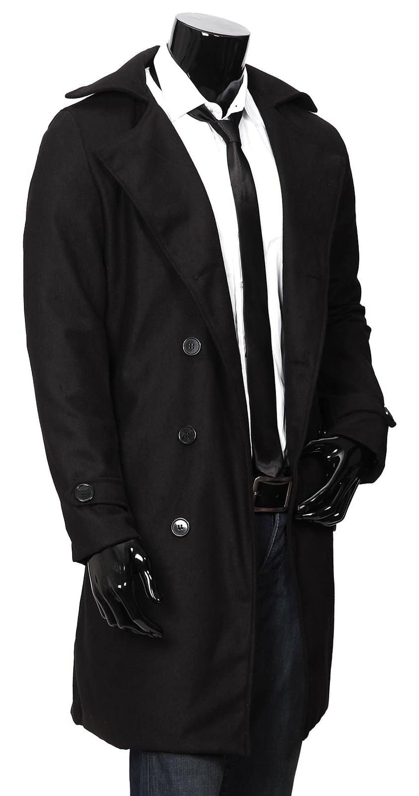 Manteau long homme noir,